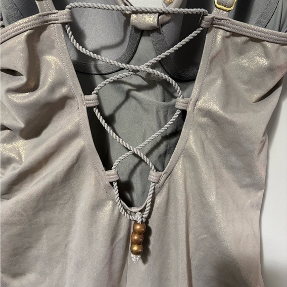 Marlies Dekkers Flic & Flac Sun-kissed Gold One Piece Plunge Top Swimsuit - Picture 9 of 17